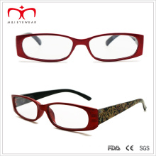 Senhoras óculos de leitura plástica com transferência de papel de padrão de flor (wrp409094)